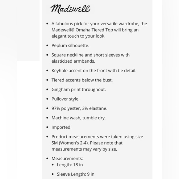 NWT Madewell Omaha Tiered Top - Picture 6 of 7